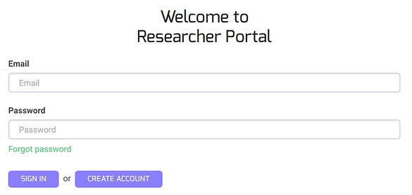 Portal account creation screen