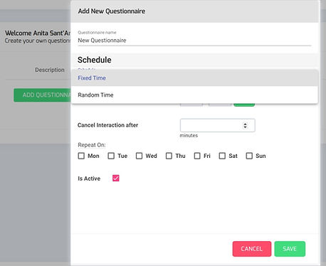 Questionnaire schedule type
