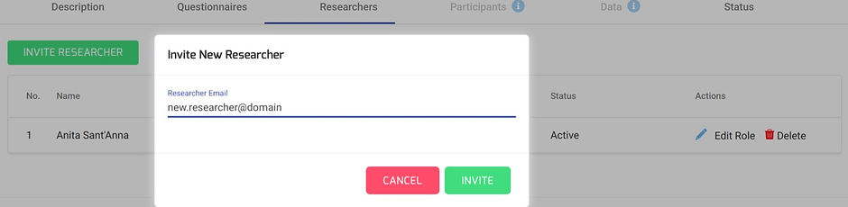 Researcher invitation screen